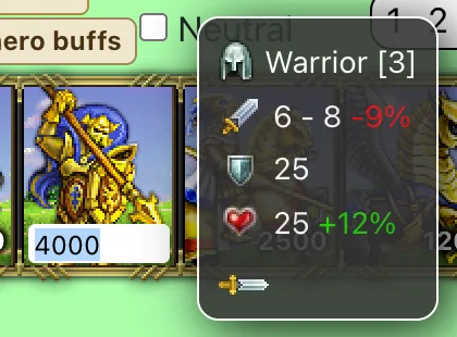 Unit tooltip: attack, defence, health