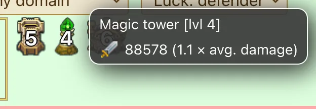 Tower tooltip with its damage