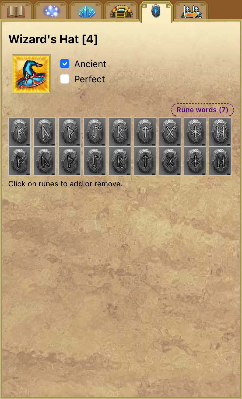 The artifact editor: ancient, perfect, runes