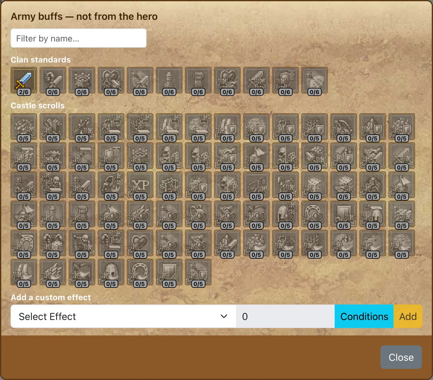 The player buffs window, not from the hero