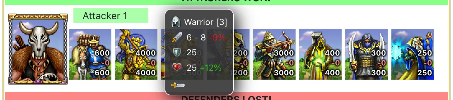 Unit tooltip in the results