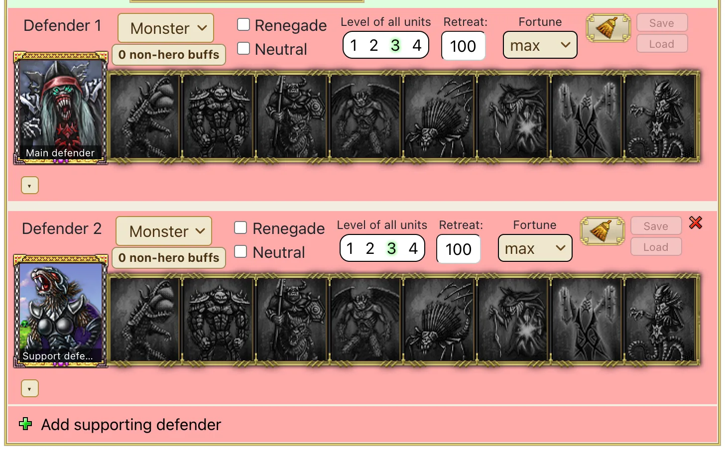 A supporting defender added