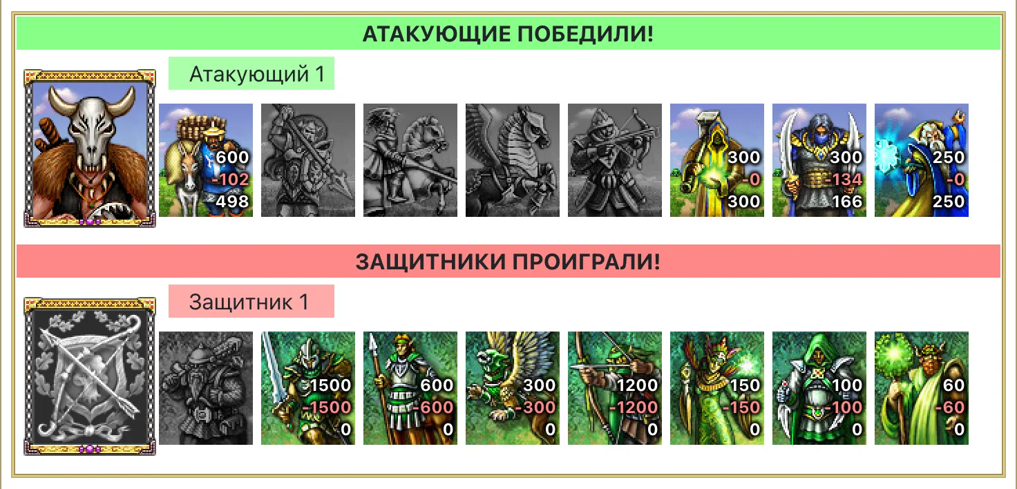 Результат боя оптимизированной армией